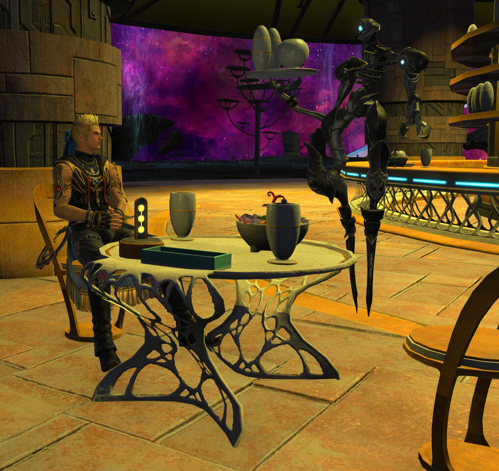 Enjoying a meal at the Last Dregs